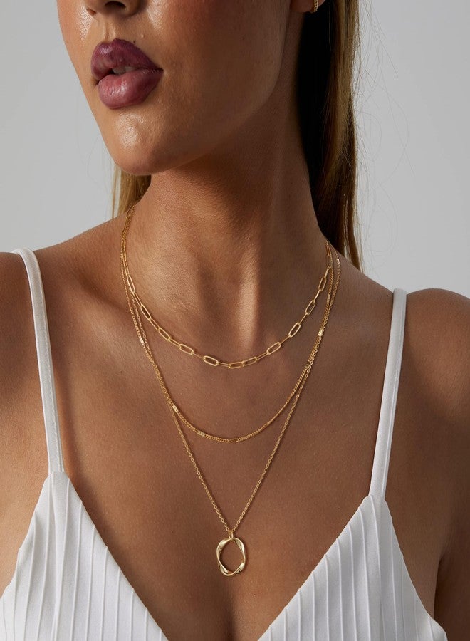 VIROMY Gold Necklace for Women 14k Gold Chain Necklaces Dainty Layered Necklaces Simple Stackable Pendant Necklaces Paperclip Dot Chain Choker Jewelry for Women - Image 2